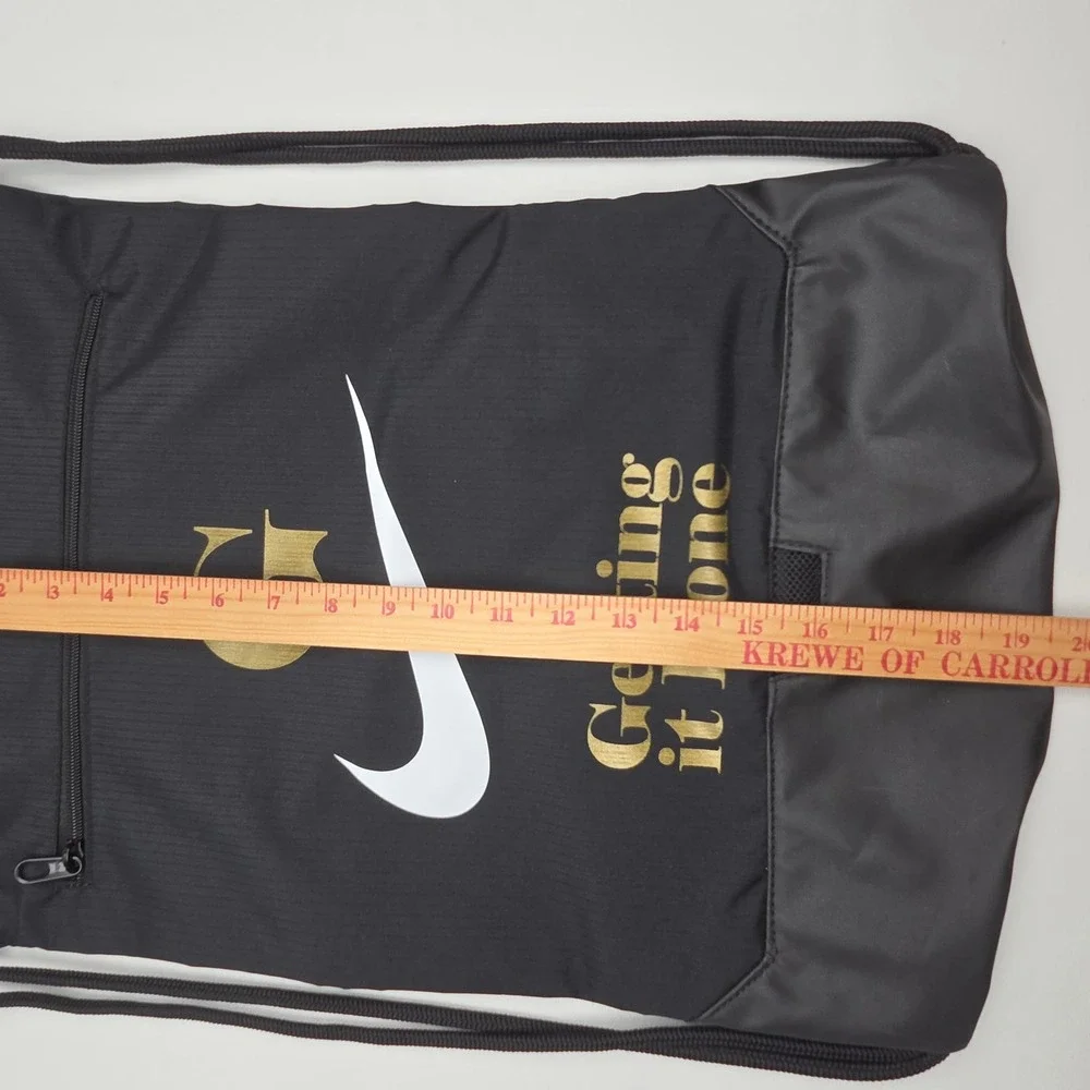 Nike Drawstring Gym Bag Sac Black Gold G Getting It Done Swoosh Sport Backpack